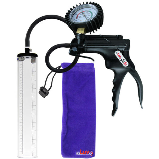 LeLuv JacVac Penis Pump - Swivel Handle + Protected Gauge - 12" Thick Wall, No Flange Cylinder
