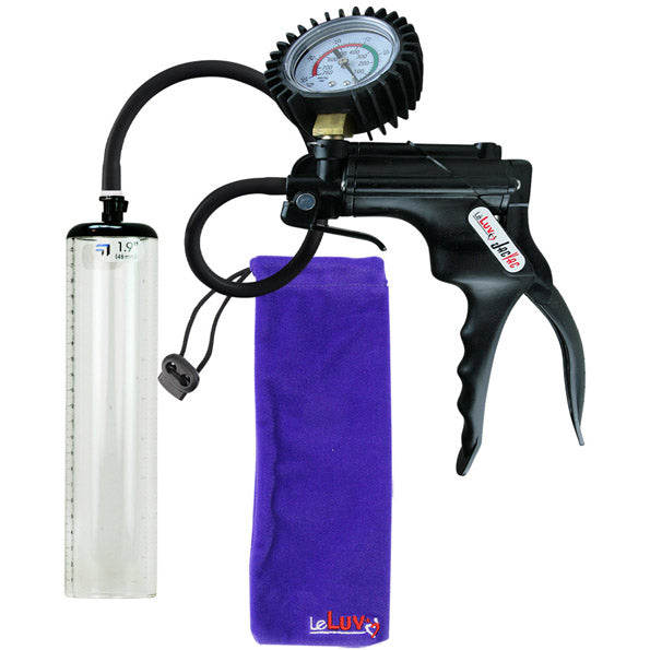 LeLuv JacVac Penis Pump - Swivel Handle + Protected Gauge - 9" Thick Wall, No Flange Cylinder