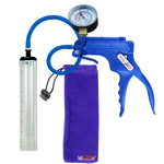 JacVac Penis Pump - Blue Swivel Handle + Gauge, Silicone Hose - 9" x 1.3" Thick-Walled Penis Cylinder