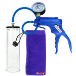 JacVac Penis Pump - Blue Swivel Handle + Gauge, Silicone Hose - 9" x 2.7" Thick-Walled Penis Cylinder