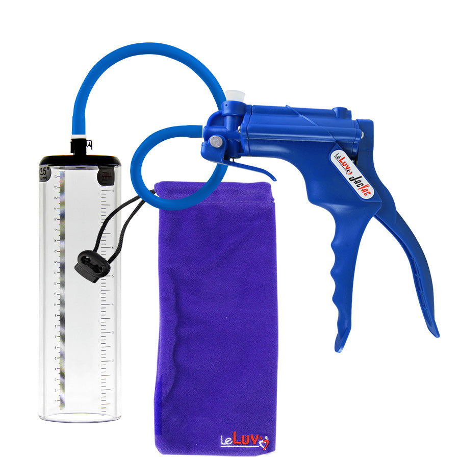 JacVac Penis Pump - Blue Swivel Handle, Silicone Hose - 9" x 2.5" Thick-Walled Penis Cylinder