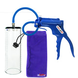 JacVac Penis Pump - Blue Swivel Handle, Silicone Hose - 9" x 3.1" Thick-Walled Penis Cylinder