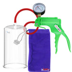 JacVac Penis Pump - Green Swivel Handle + Gauge, Silicone Hose - 9" x 5.00" Round Flange Cylinder 