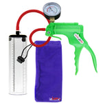 JacVac Penis Pump - Green Swivel Handle + Gauge, Silicone Hose - 9" x 2.5" Thick-Walled Penis Cylinder