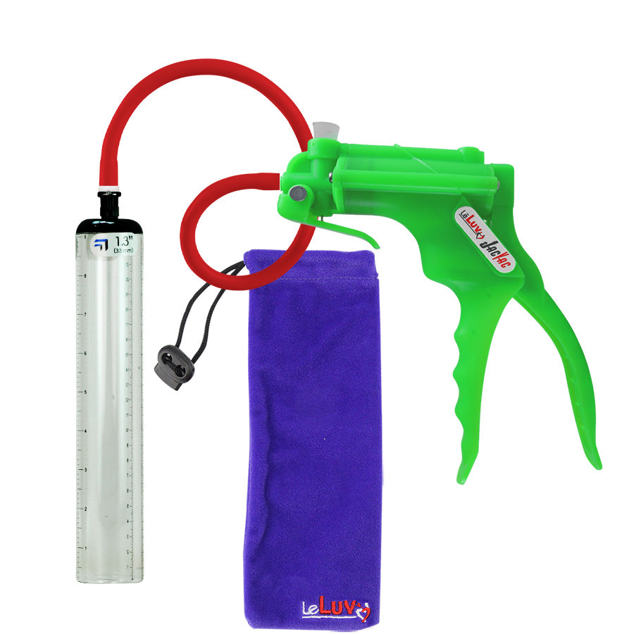 JacVac Penis Pump - Green Swivel Handle, Silicone Hose - 9" x 1.3" Thick-Walled Penis Cylinder