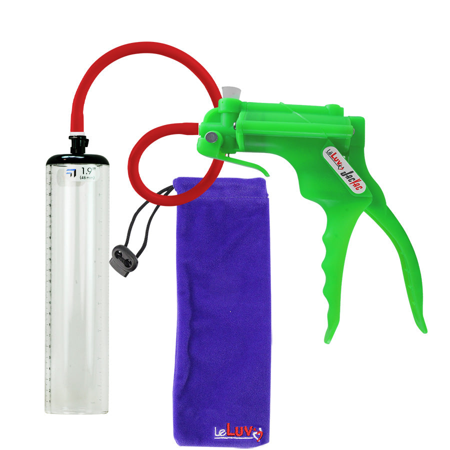 JacVac Penis Pump - Green Swivel Handle, Silicone Hose - 9" x 1.9" Thick-Walled Penis Cylinder