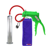 JacVac Penis Pump - Green Swivel Handle, Silicone Hose - 12" x 1.75" Wide Flange Cylinder