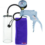 JacVac Penis Pump - Grey Swivel Handle + Gauge, Silicone Hose - 9" x 3.1" Thick-Walled Penis Cylinder
