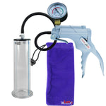 JacVac Penis Pump - Grey Swivel Handle + Gauge, Silicone Hose - 9" x 2.50" Wide Flange Cylinder