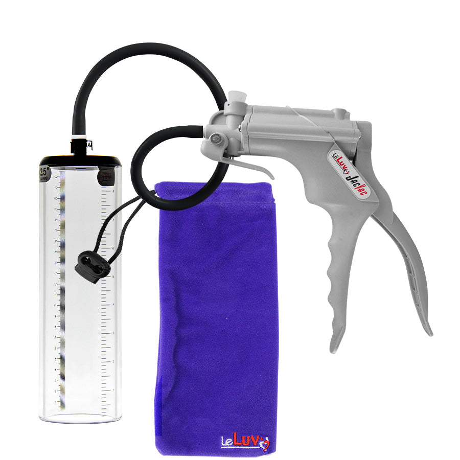JacVac Penis Pump - Grey Swivel Handle, Silicone Hose - 9" x 2.5" Thick-Walled Penis Cylinder