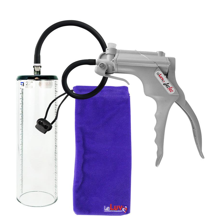JacVac Penis Pump - Grey Swivel Handle, Silicone Hose - 9" x 2.7" Thick-Walled Penis Cylinder