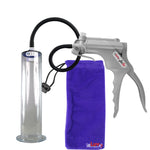 JacVac Penis Pump - Grey Swivel Handle, Silicone Hose - 12" x 2.50" Wide Flange Cylinder