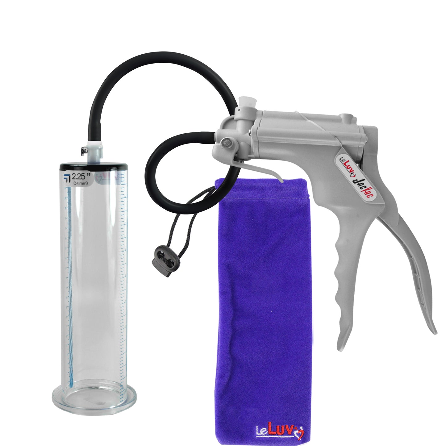 JacVac Penis Pump - Grey Swivel Handle, Silicone Hose - 9" x 2.25" Wide Flange Cylinder