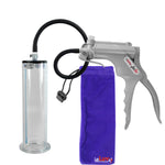 JacVac Penis Pump - Grey Swivel Handle, Silicone Hose - 9" x 2.25" Wide Flange Cylinder