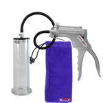 JacVac Penis Pump - Grey Swivel Handle, Silicone Hose - 9" x 2.50" Wide Flange Cylinder