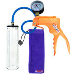 JacVac Penis Pump - Orange Swivel Handle + Gauge, Silicone Hose - 9" x 2.3" Thick-Walled Penis Cylinder