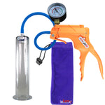 JacVac Penis Pump - Orange Swivel Handle + Gauge, Silicone Hose - 12" x 2.25" Wide Flange Cylinder