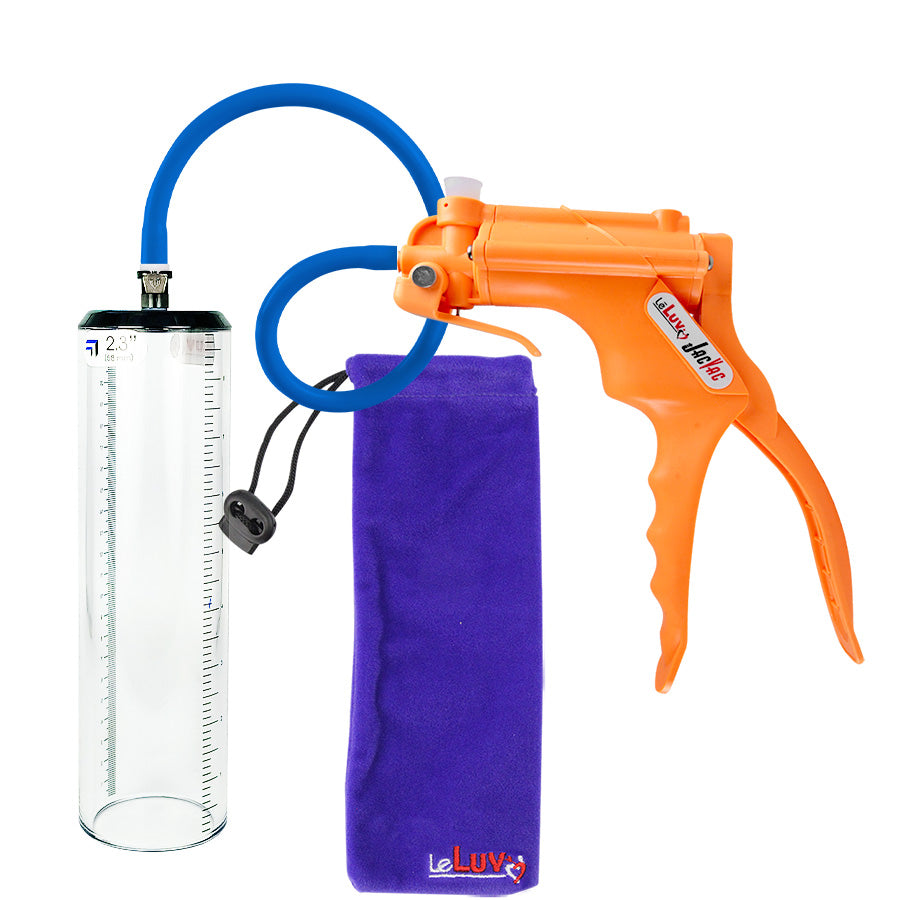 JacVac Penis Pump - Orange Swivel Handle, Silicone Hose - 9" x 2.3" Thick-Walled Penis Cylinder