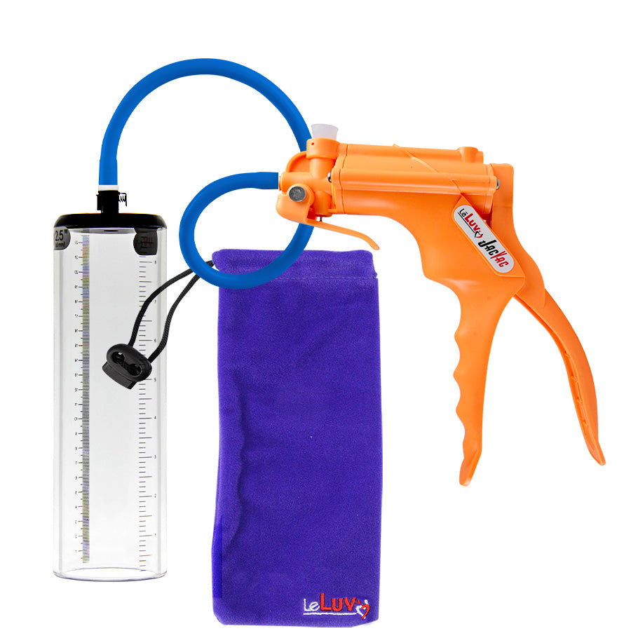 JacVac Penis Pump - Orange Swivel Handle, Silicone Hose - 9" x 2.5" Thick-Walled Penis Cylinder
