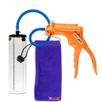 JacVac Penis Pump - Orange Swivel Handle, Silicone Hose - 9" x 2.5" Thick-Walled Penis Cylinder