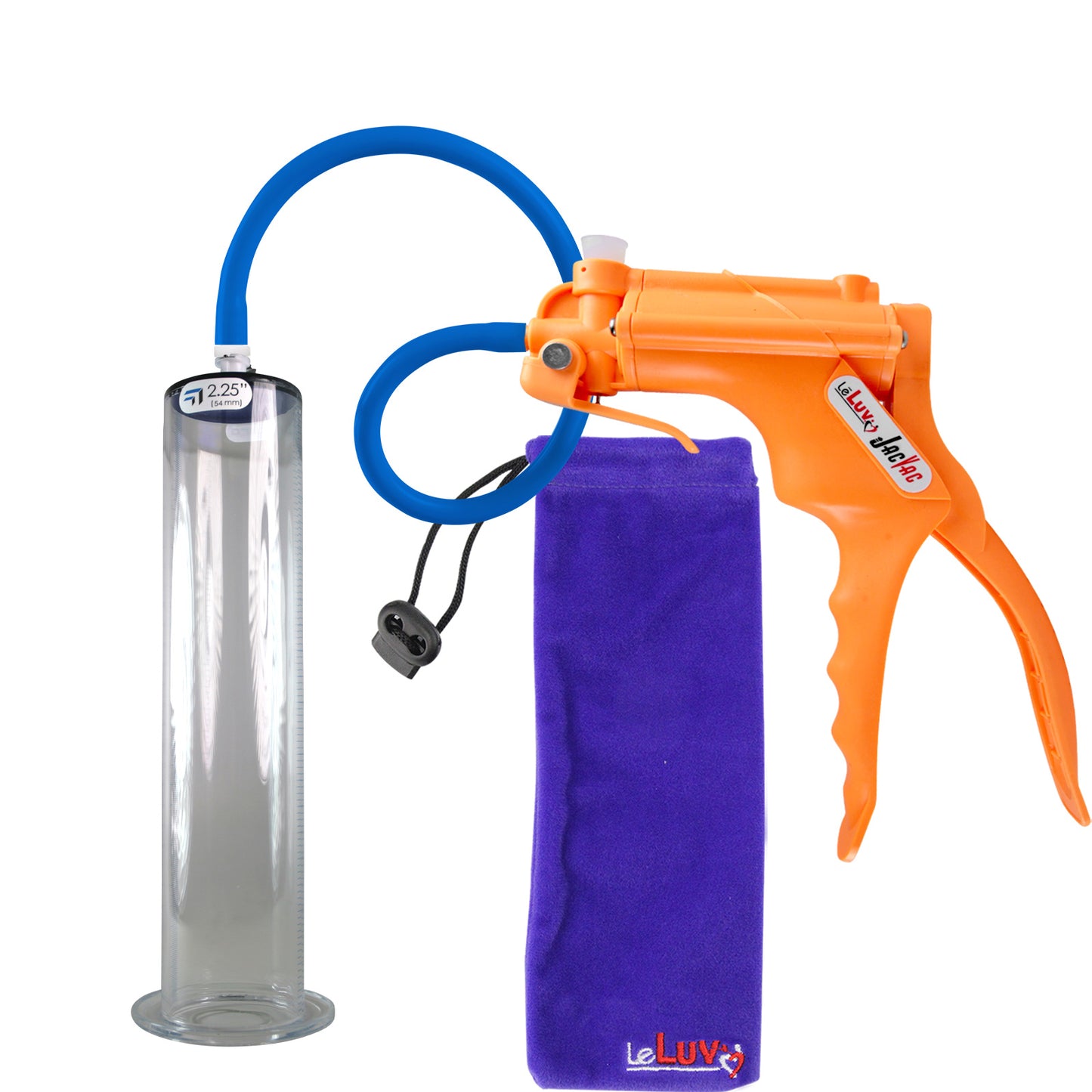JacVac Penis Pump - Orange Swivel Handle, Silicone Hose - 12" x 2.25" Wide Flange Cylinder