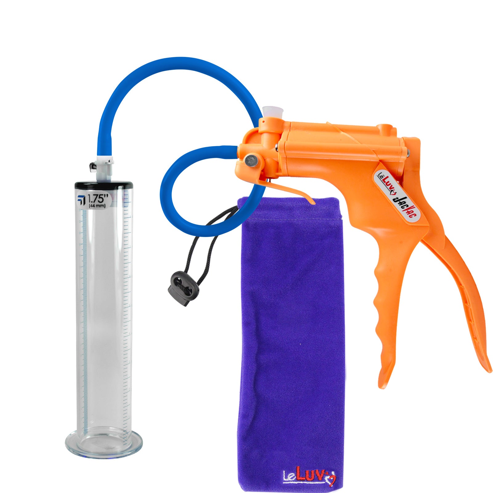 JacVac Penis Pump - Orange Swivel Handle, Silicone Hose - 9" x 1.75" Wide Flange Cylinder