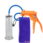 JacVac Penis Pump - Orange Swivel Handle, Silicone Hose - 9" x 2.50" Wide Flange Cylinder