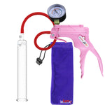 JacVac Penis Pump - Pink Swivel Handle + Gauge, Silicone Hose - 9" x 1.50" Round Flange Cylinder 
