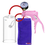 JacVac Penis Pump - Pink Swivel Handle + Gauge, Silicone Hose - 9" x 4.50" Round Flange Cylinder 