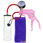 JacVac Penis Pump - Pink Swivel Handle + Gauge, Silicone Hose - 9" x 2.7" Thick-Walled Penis Cylinder