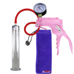 JacVac Penis Pump - Pink Swivel Handle + Gauge, Silicone Hose - 12" x 1.75" Wide Flange Cylinder