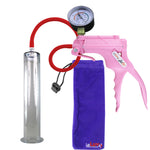 JacVac Penis Pump - Pink Swivel Handle + Gauge, Silicone Hose - 12" x 2.00" Wide Flange Cylinder