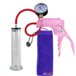 JacVac Penis Pump - Pink Swivel Handle + Gauge, Silicone Hose - 9" x 2.00" Wide Flange Cylinder