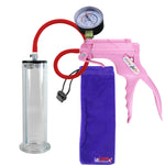 JacVac Penis Pump - Pink Swivel Handle + Gauge, Silicone Hose - 9" x 2.25" Wide Flange Cylinder