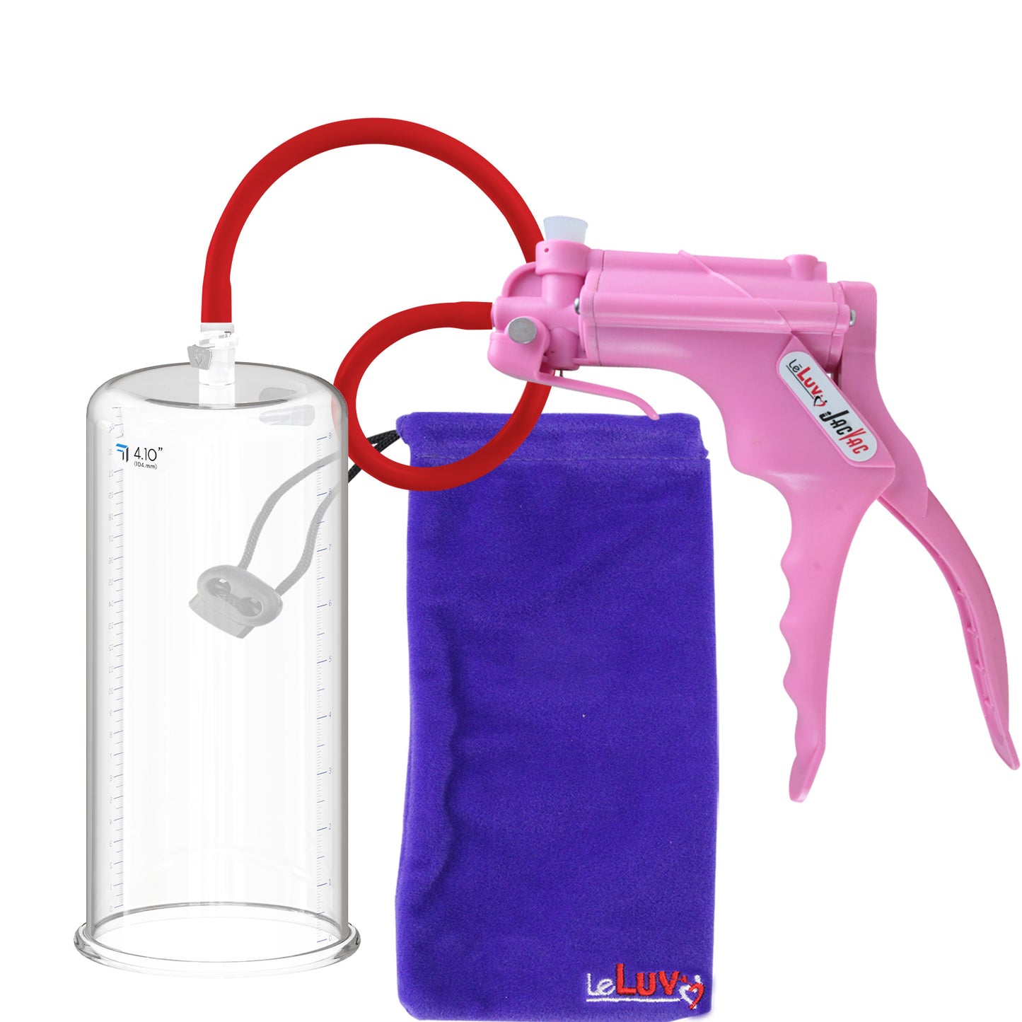 JacVac Penis Pump - Pink Swivel Handle, Silicone Hose - 9" x 4.10" Round Flange Cylinder 