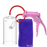 JacVac Penis Pump - Pink Swivel Handle, Silicone Hose - 9" x 4.50" Round Flange Cylinder 