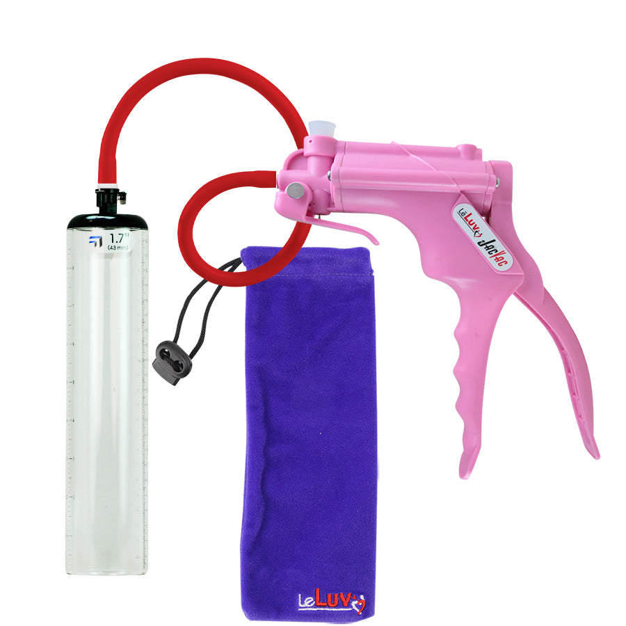 JacVac Penis Pump - Pink Swivel Handle, Silicone Hose - 9" x 1.7" Thick-Walled Penis Cylinder