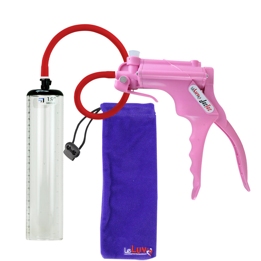 JacVac Penis Pump - Pink Swivel Handle, Silicone Hose - 9" x 1.9" Thick-Walled Penis Cylinder