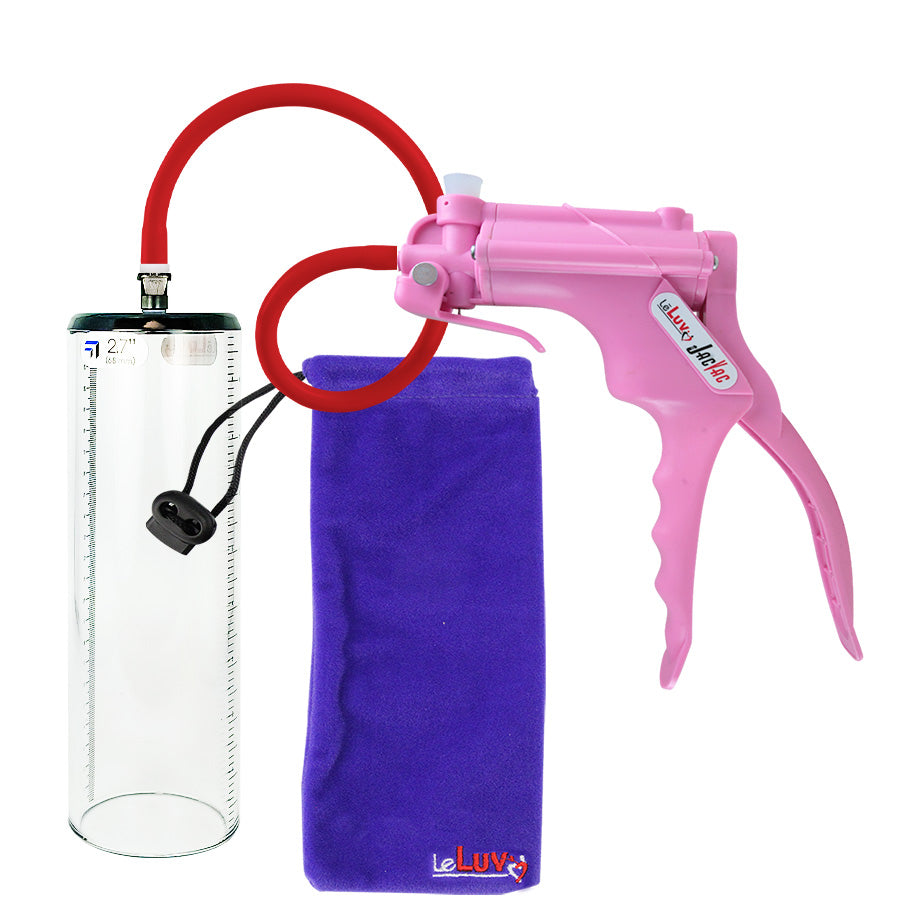 JacVac Penis Pump - Pink Swivel Handle, Silicone Hose - 9" x 2.7" Thick-Walled Penis Cylinder