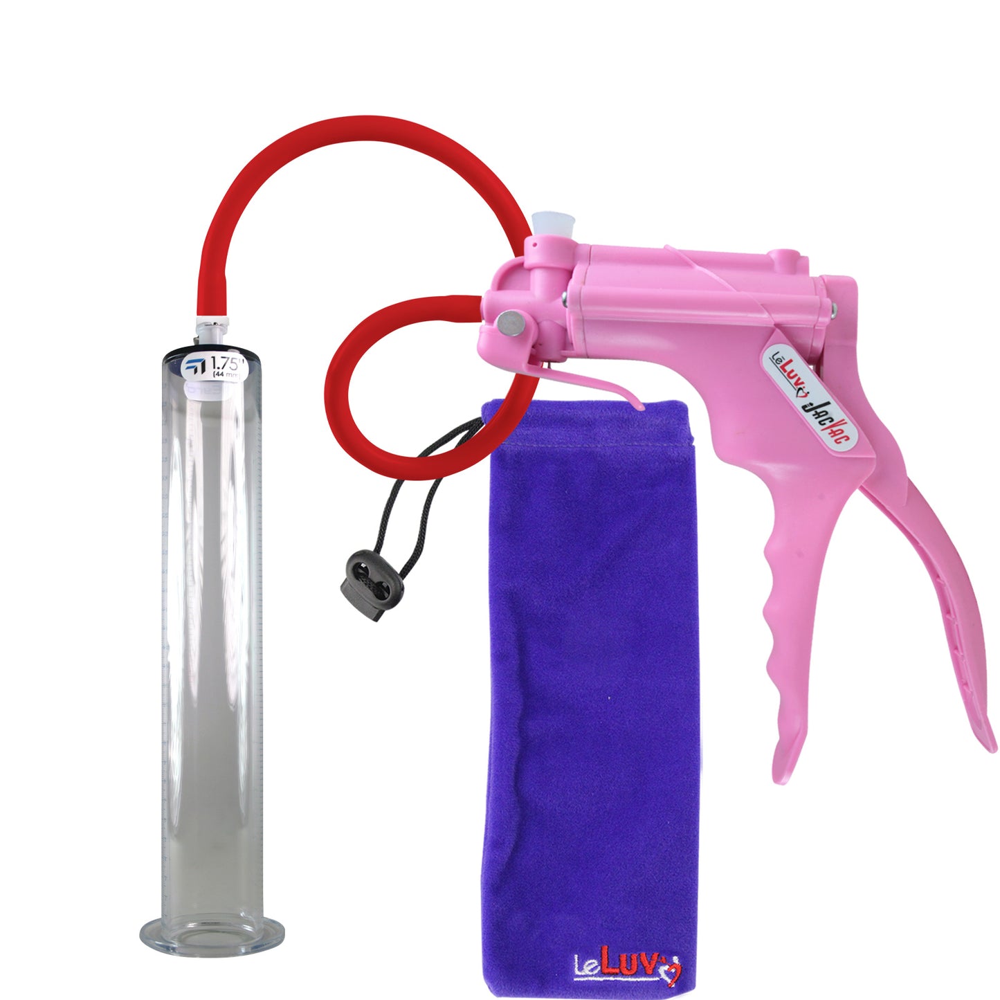 JacVac Penis Pump - Pink Swivel Handle, Silicone Hose - 12" x 1.75" Wide Flange Cylinder