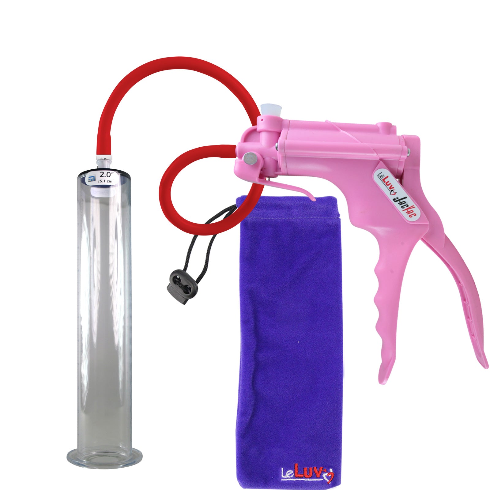 JacVac Penis Pump - Pink Swivel Handle, Silicone Hose - 12" x 2.00" Wide Flange Cylinder