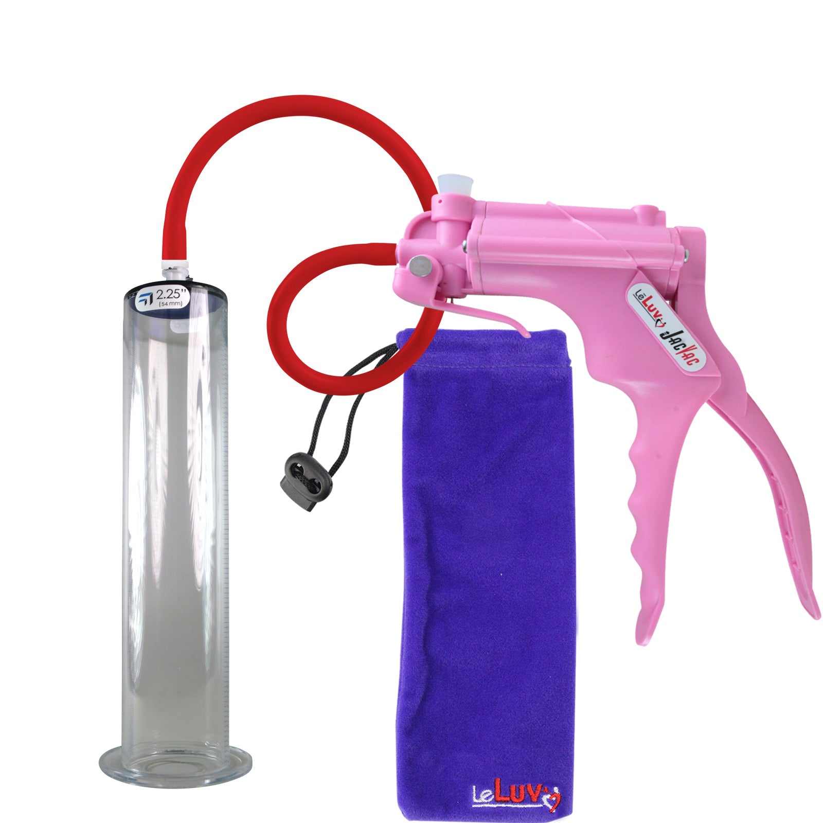 JacVac Penis Pump - Pink Swivel Handle, Silicone Hose - 12" x 2.25" Wide Flange Cylinder