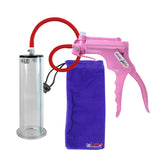 JacVac Penis Pump - Pink Swivel Handle, Silicone Hose - 9" x 2.50" Wide Flange Cylinder