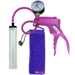 JacVac Penis Pump - Purple Swivel Handle + Gauge, Silicone Hose - 9" x 1.3" Thick-Walled Penis Cylinder