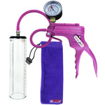 JacVac Penis Pump - Purple Swivel Handle + Gauge, Silicone Hose - 9" x 2.3" Thick-Walled Penis Cylinder
