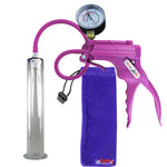 JacVac Penis Pump - Purple Swivel Handle + Gauge, Silicone Hose - 12" x 1.75" Wide Flange Cylinder