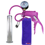 JacVac Penis Pump - Purple Swivel Handle + Gauge, Silicone Hose - 12" x 2.00" Wide Flange Cylinder