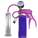 JacVac Penis Pump - Purple Swivel Handle + Gauge, Silicone Hose - 12" x 2.25" Wide Flange Cylinder