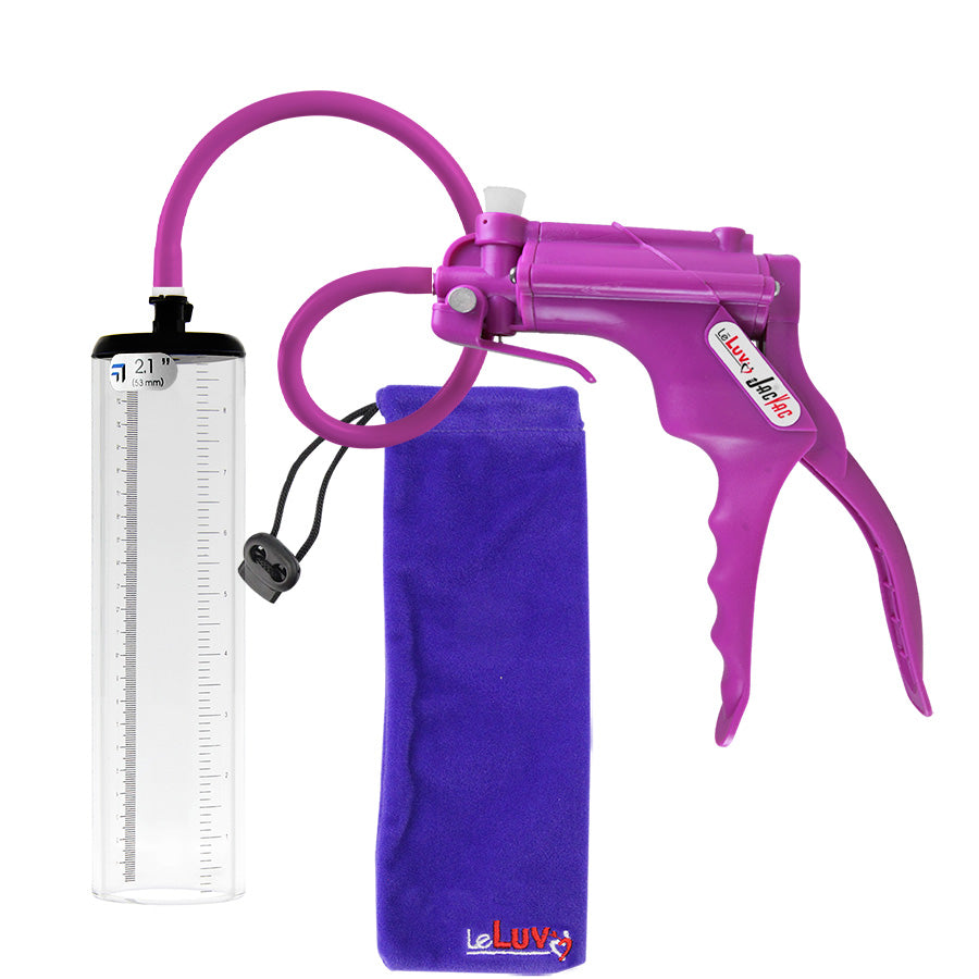 JacVac Penis Pump - Purple Swivel Handle, Silicone Hose - 9" x 2.1" Thick-Walled Penis Cylinder