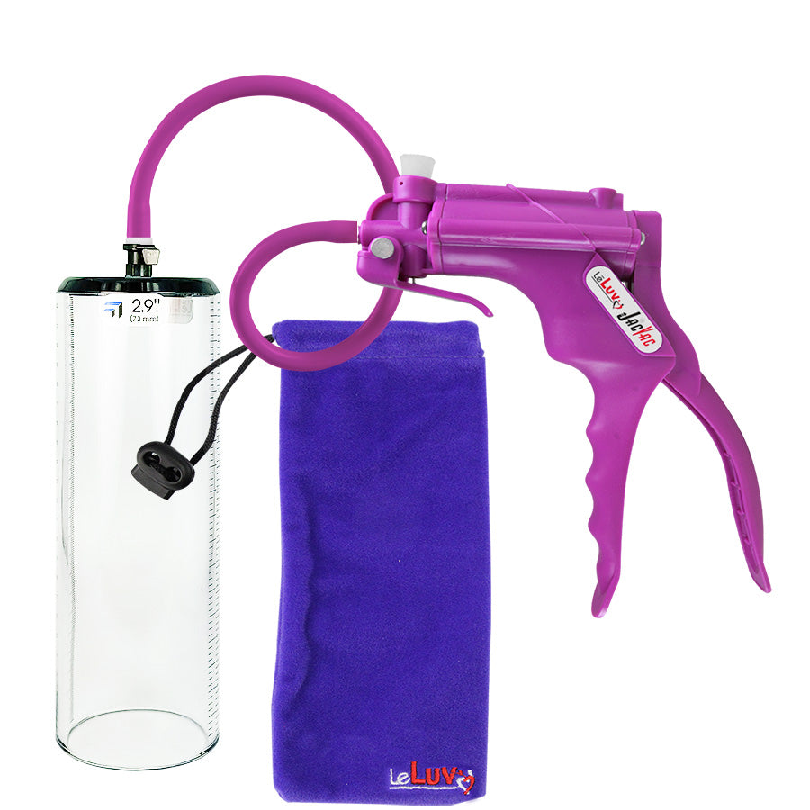 JacVac Penis Pump - Purple Swivel Handle, Silicone Hose - 9" x 2.9" Thick-Walled Penis Cylinder